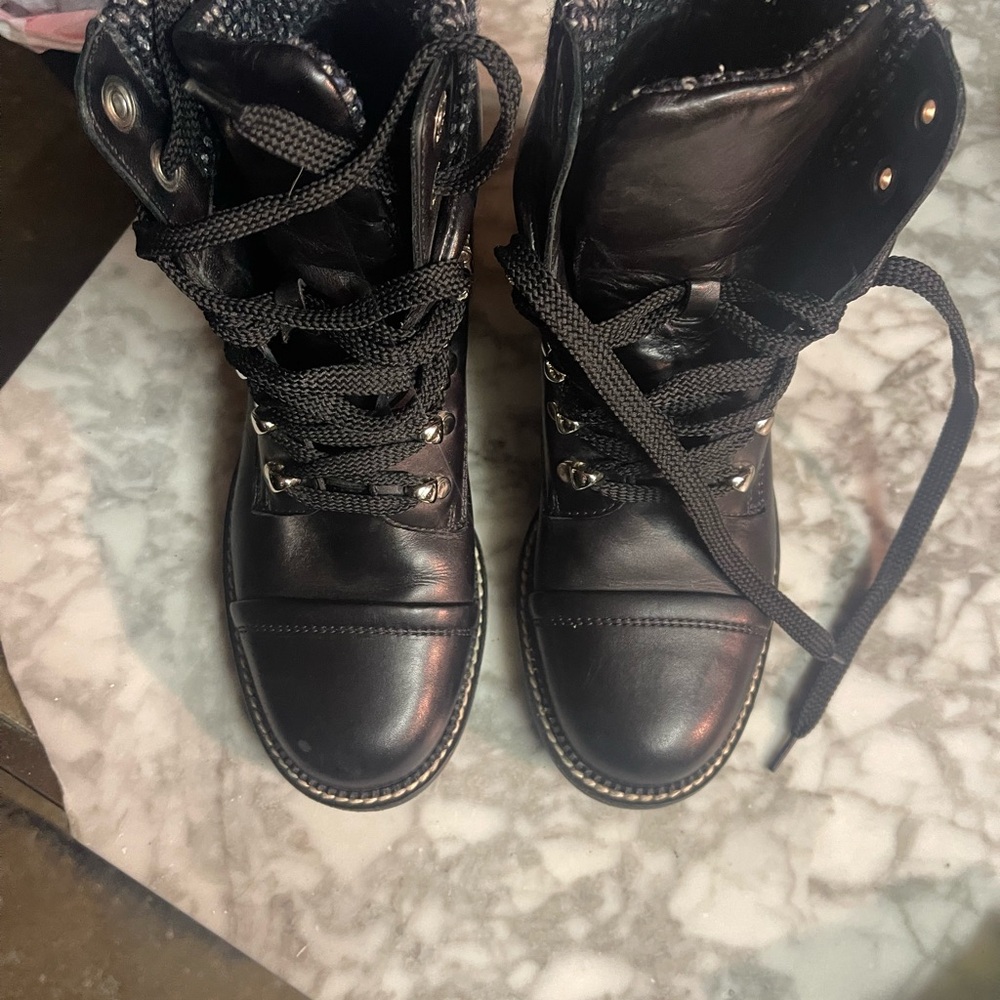CHANEL Calfskin Wool Combat Boots - Picture 7 of 11